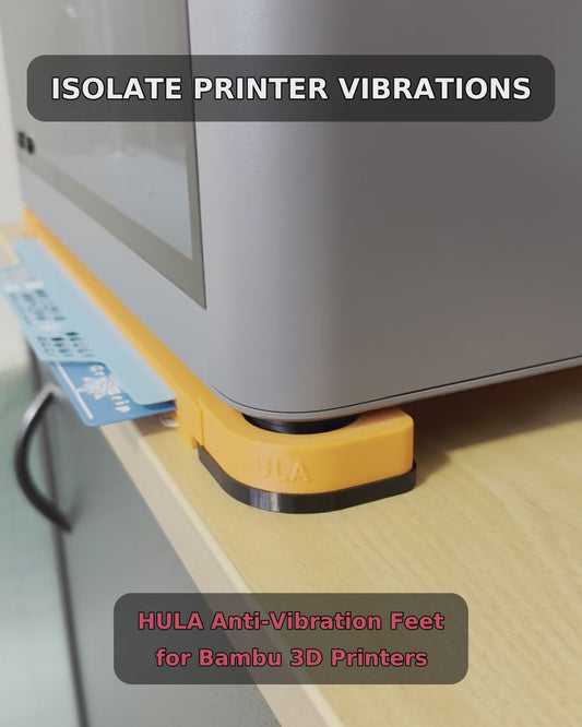 HULA Anti-Vibration Feet for Bambu 3D Printers - isolates vibration, stops the desk shake